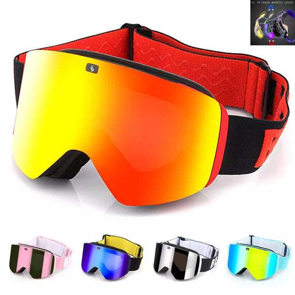 Magnetic Ski Goggles with Double Layer Polarized Lens Skiing Anti-fog UV400 Snowboard Goggles Men Women Ski Glasses Eyewear