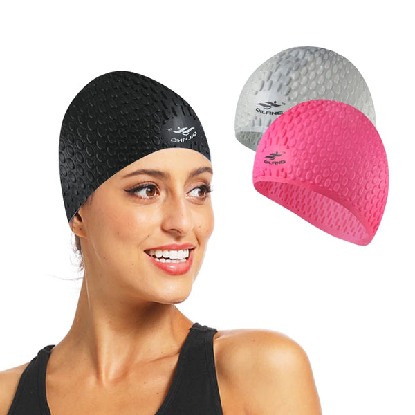 2023  Silicone Swimming Cap Men Women Plus Size Adults Swimming Hat High Elastic Ear Protection Long Hair Sports Ultrathin Caps