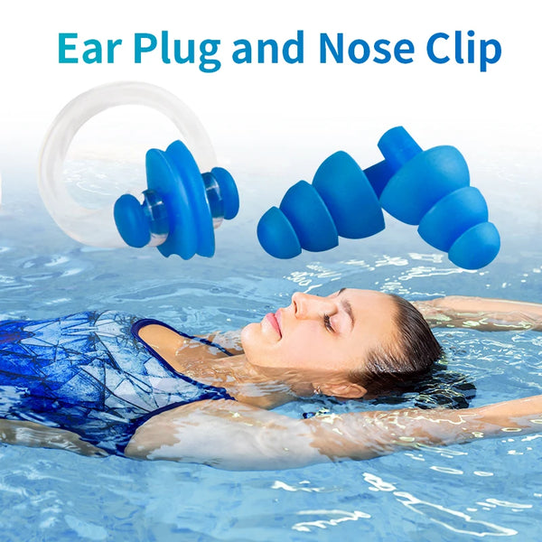 Swimming Ear Plug Nose Clip Soft Silicone Earplugs Waterproof Swimming Pool Ear Plugs & Nose-Clip For Kids Adults Swim Diving