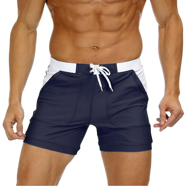 2024 New Swimming Trunks for Men Hot Swimsuit Men Swimwear Briefs Beach Wear Shorts Homens Maillot De Bain Homme Black Green