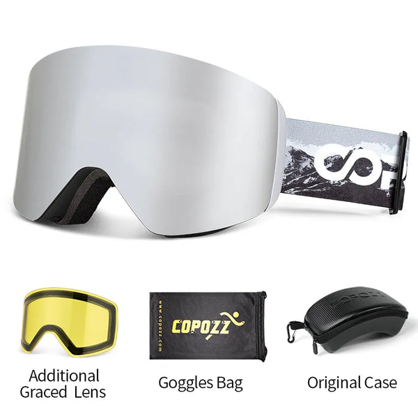 OTG Ski Goggle Snowboard Mask For Men Women Yellow Lens Case Eyewear Kit Cylindrical UV400 Protection Snow Glasses Adult